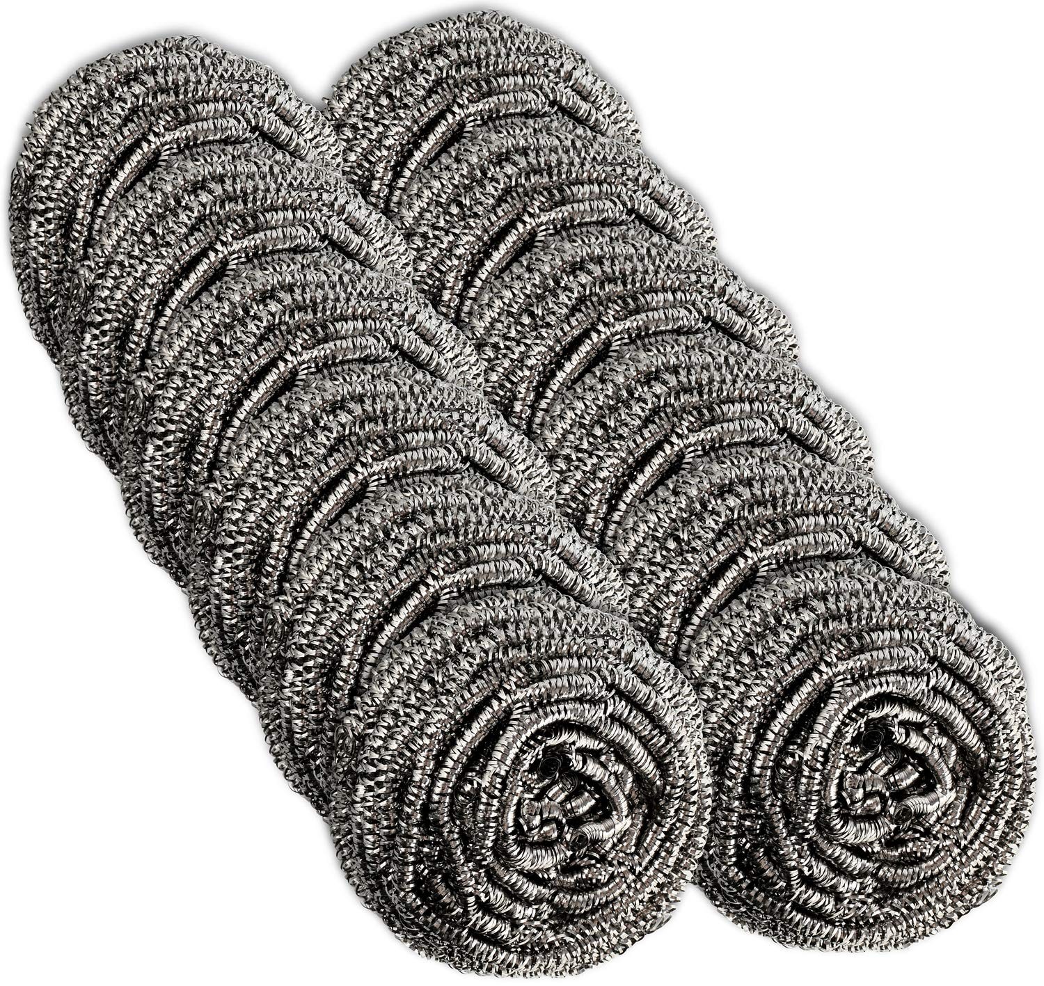 12 Pack Stainless Steel Scourers by Scrub It â€“ Steel Wool Scrubber Pad used f