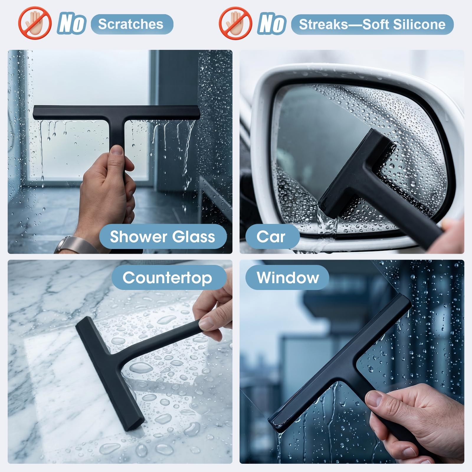 Shower Squeegee for Glass Doors,8.6Inch All-One-Piece Silicone Squeegee for S…