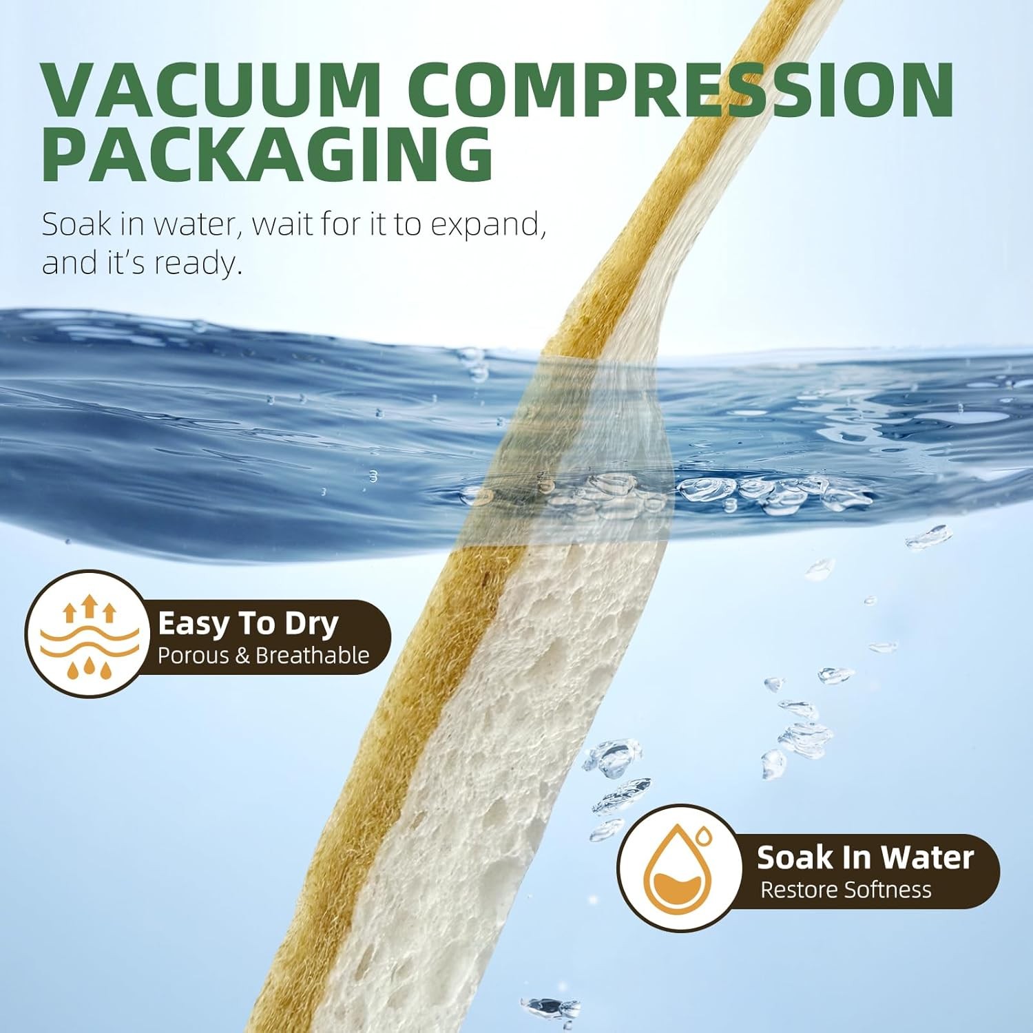 Kitchen Cleaning Sponges, Natural Cellulose Dish Sponge with Coconut Fiber