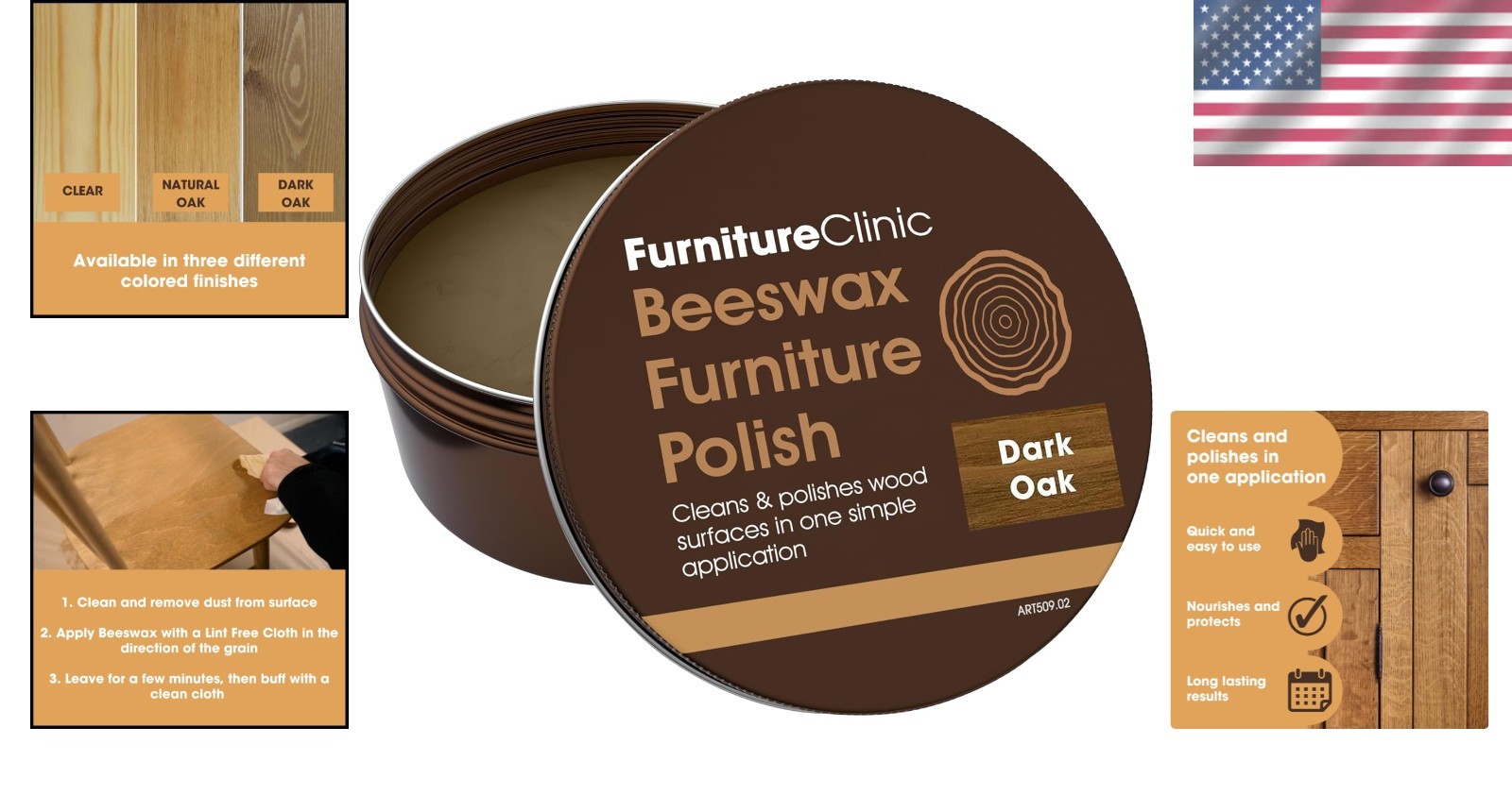 Furniture Care with Natural Beeswax Polish 6.8oz | Revive & Waterproof All Woods