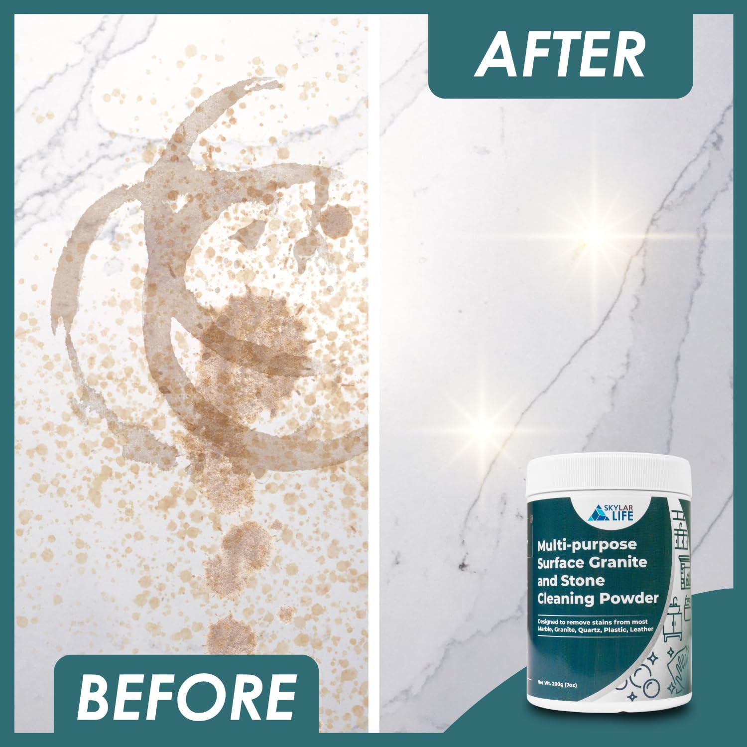 Skylarlife Multi-Purpose Surface Stone Cleaning Powder (200G) to Remove Rust Sta