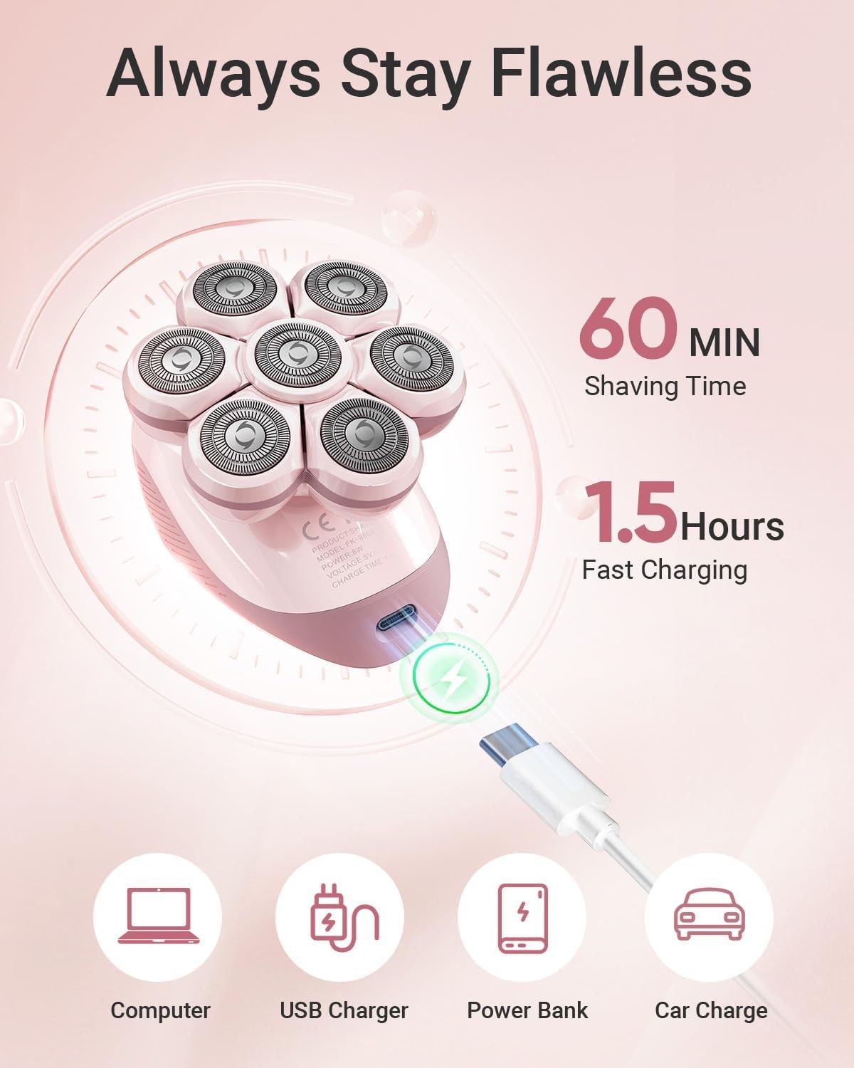Electric Razors for Women Legs: 7D Fast & Painless Full-Body Shaver for Silk S