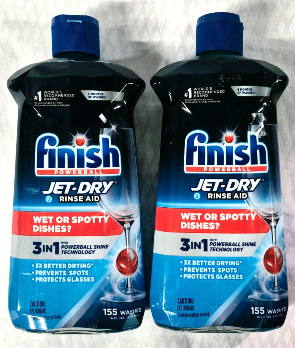 Finish Powerball Jet Dry Rinse Aid 3 in 1 Technology 155 Washes 16 fl oz LOT/2