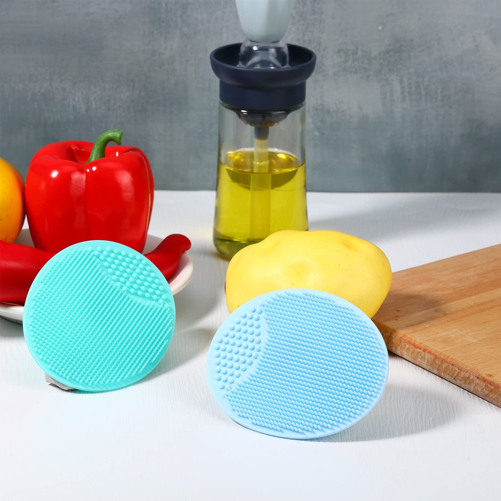 2 Pcs Vegetable Brush Potato Scrubber Veggie Brush Silicone Reusable Cleaning To