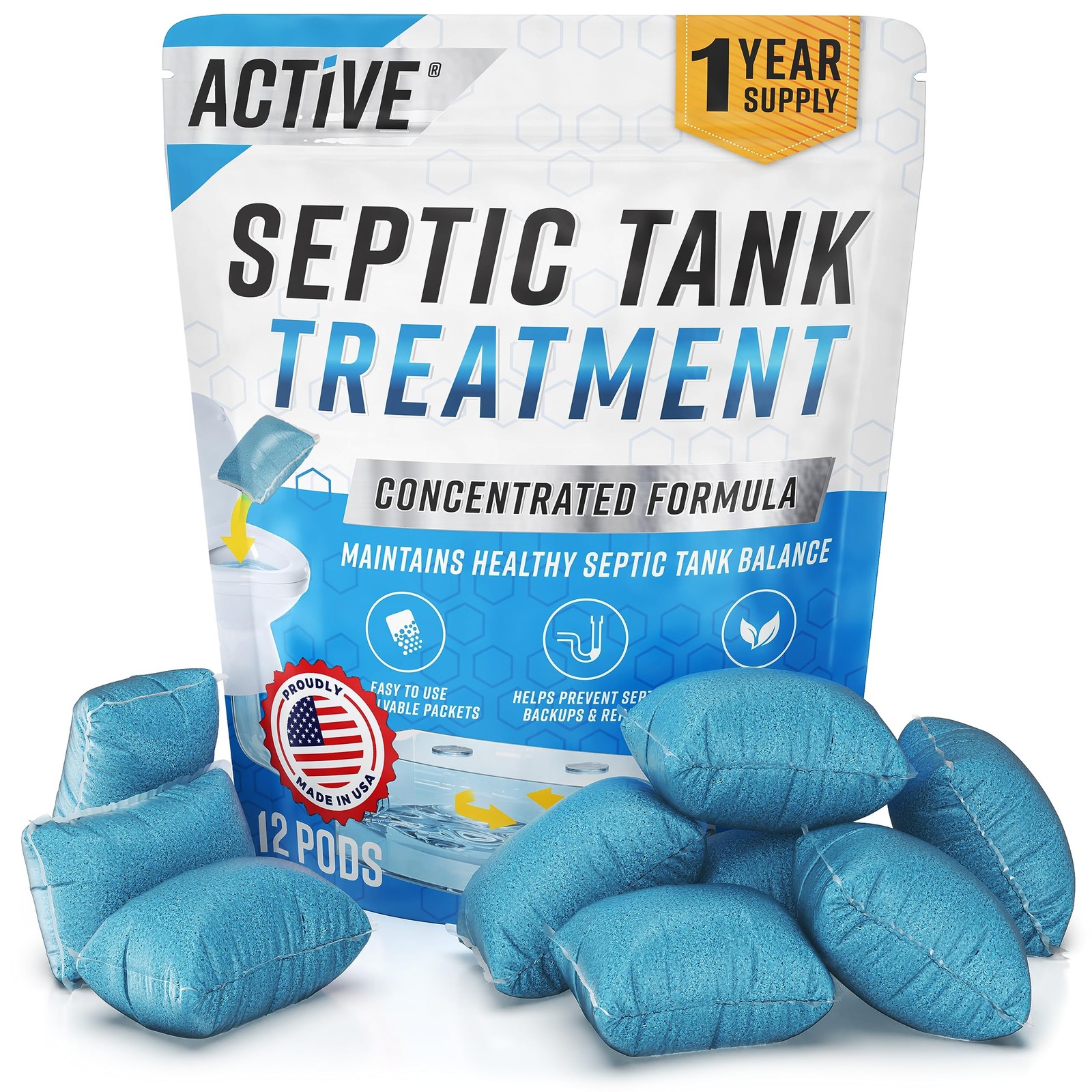 Septic Tank System Treatment Pods 12 Dissolving Packets | EnzymeProducing Li…