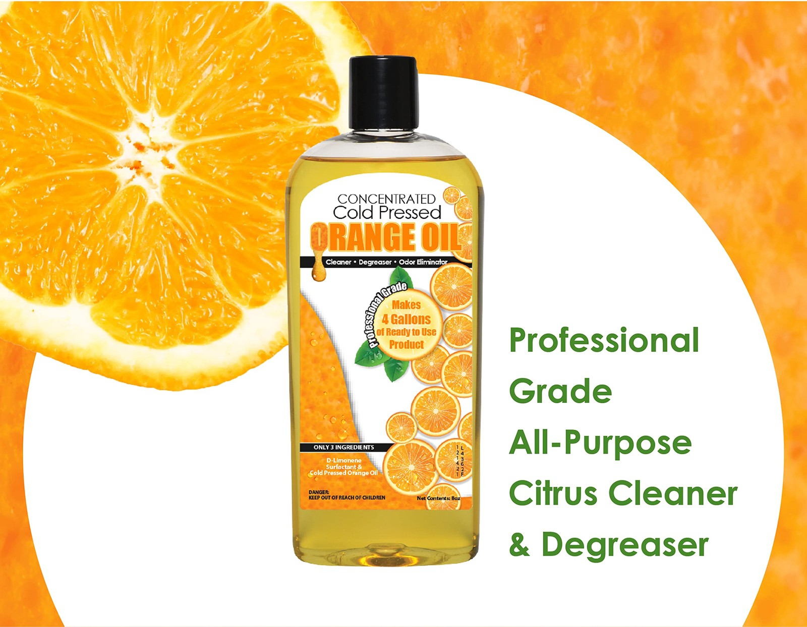 Cold Pressed Orange Oil Concentrate | 8ounce Professional Grade AllPurpose Ci…