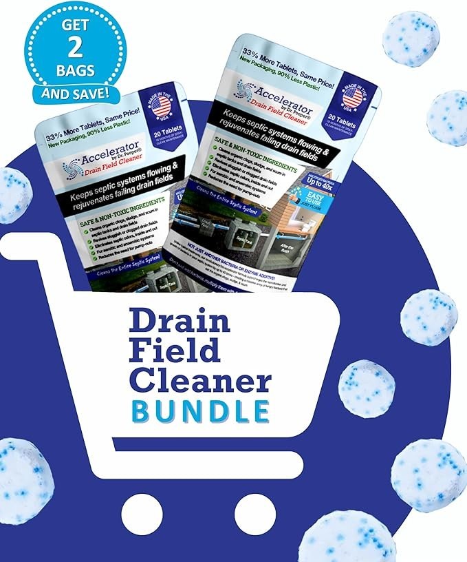 2-Pack Value BUNDLE of Drain Field Cleaner Tablets by Dr Pooper. Clears Septic T