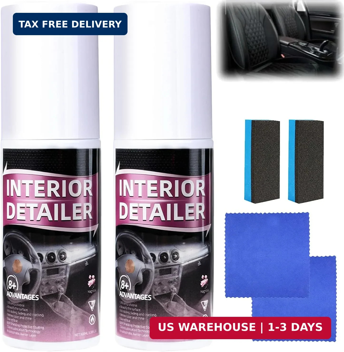 Car Interior Cleaner Set 2Pcs Detailer Spray Deep Cleaner set