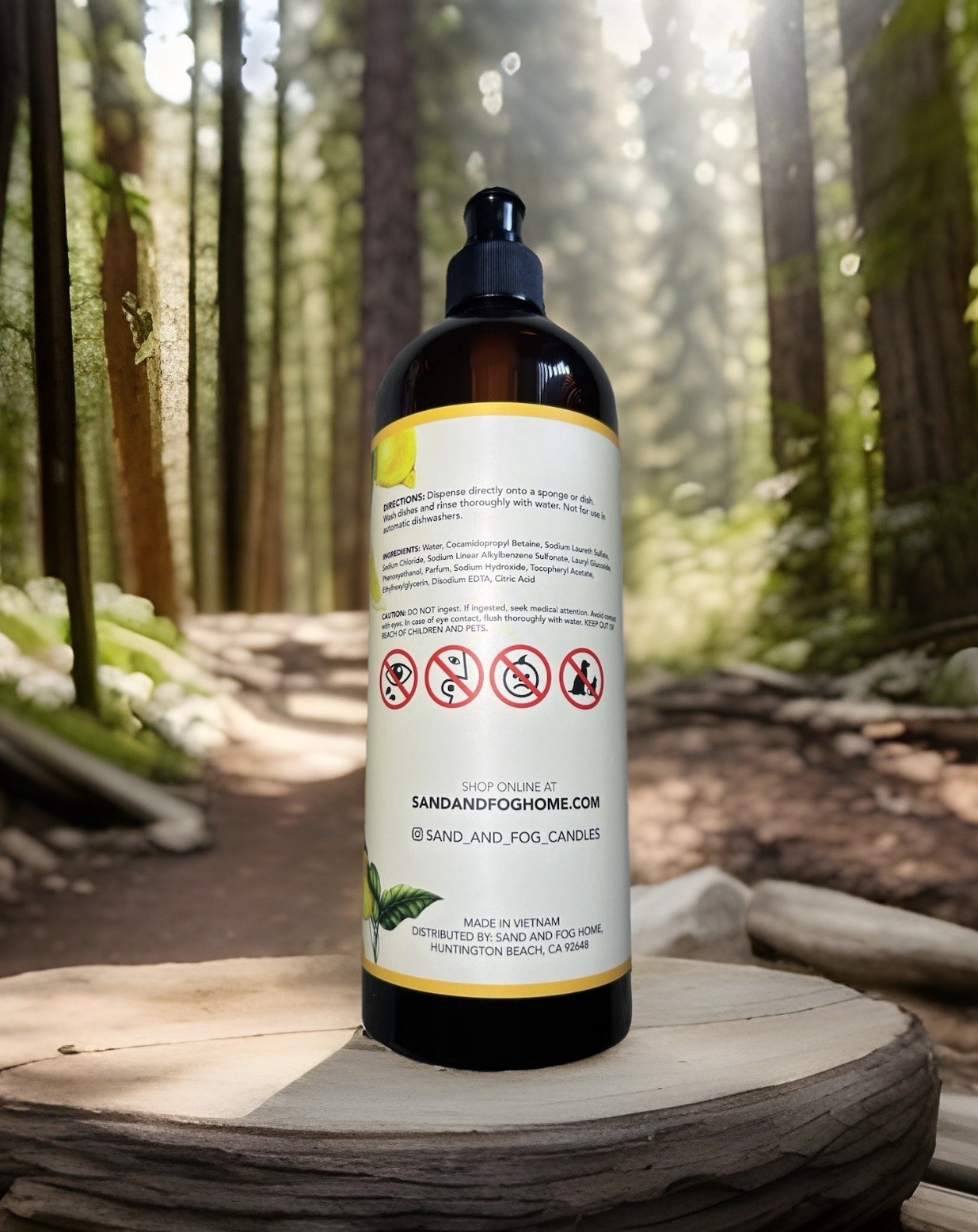 Sand + Fog Dish Soap Lemon Verbena 25.4 fl Oz. Pump Bottle, New Exp. 2028