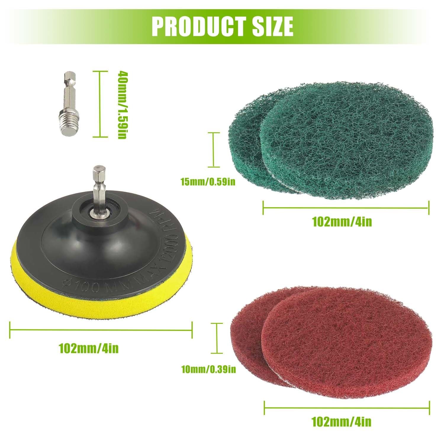 4 Inch Scrub Drill Brush Power Scouring Pads Household Cleaning Set for Kitch…