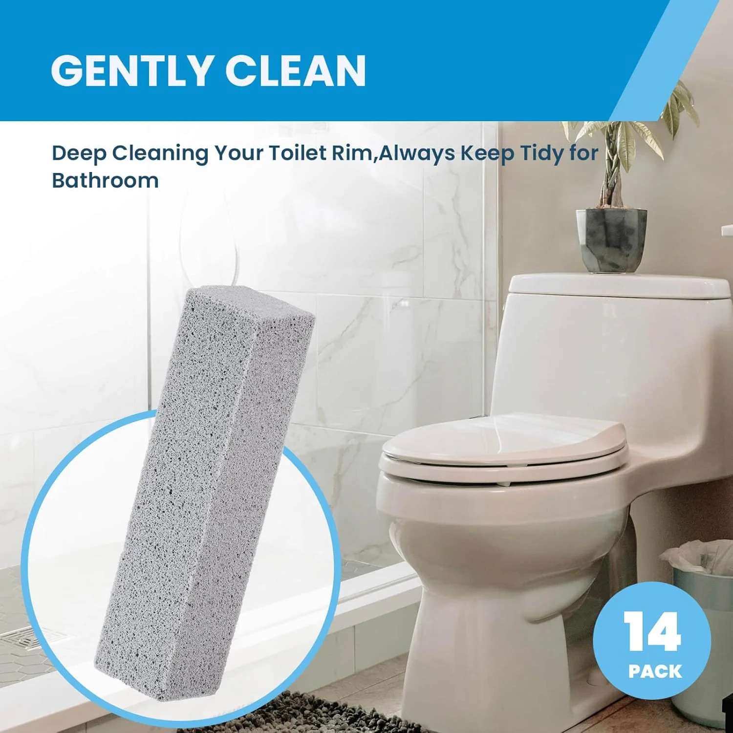 14 Pack Pumice Stone for Toilet Bowl Cleaning, Powerfully Cleans Hard Water Ring