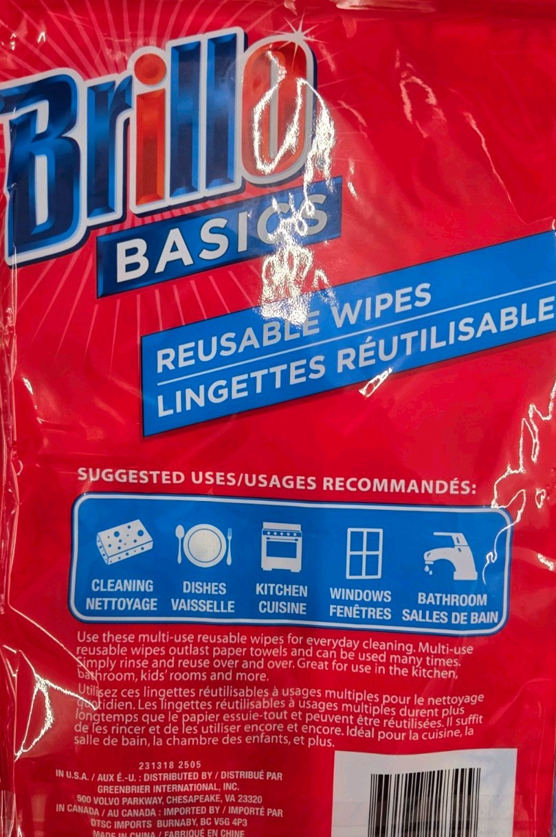 Brillo Basics Reusable Wipes LOT OF 3 PACKS Multi-Use For Everyday 9 count