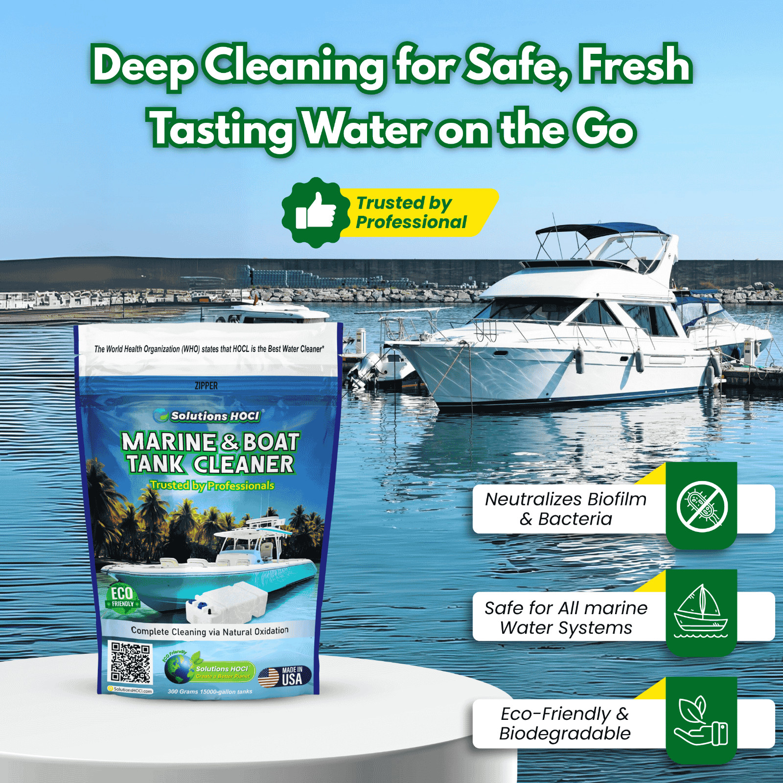 Marine & Boat Water Tank Cleaner 300g – Eco-Friendly, Bleach-Free Descaler