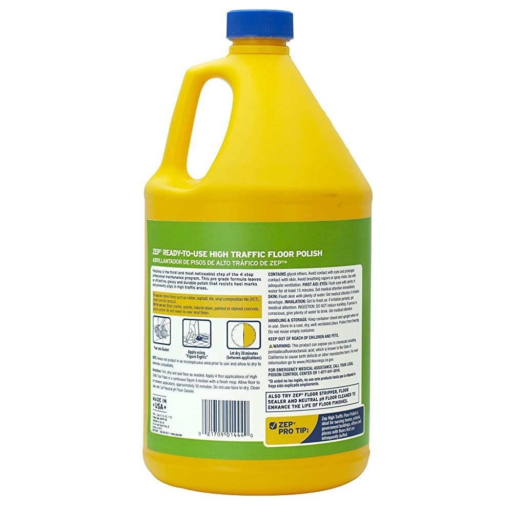 Zep Commercial High-Traffic Floor Polish, 4-1 Gallon Bottles, Professional Gr…