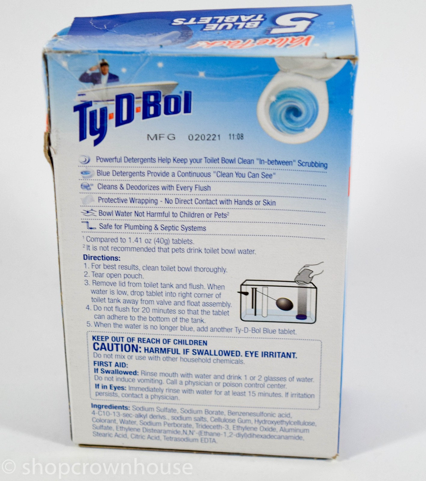 2 Ty D Bol BLUE Tablet Toilet Bowl Cleaner 5 Tablets Deodorizes 7oz Value Pack
