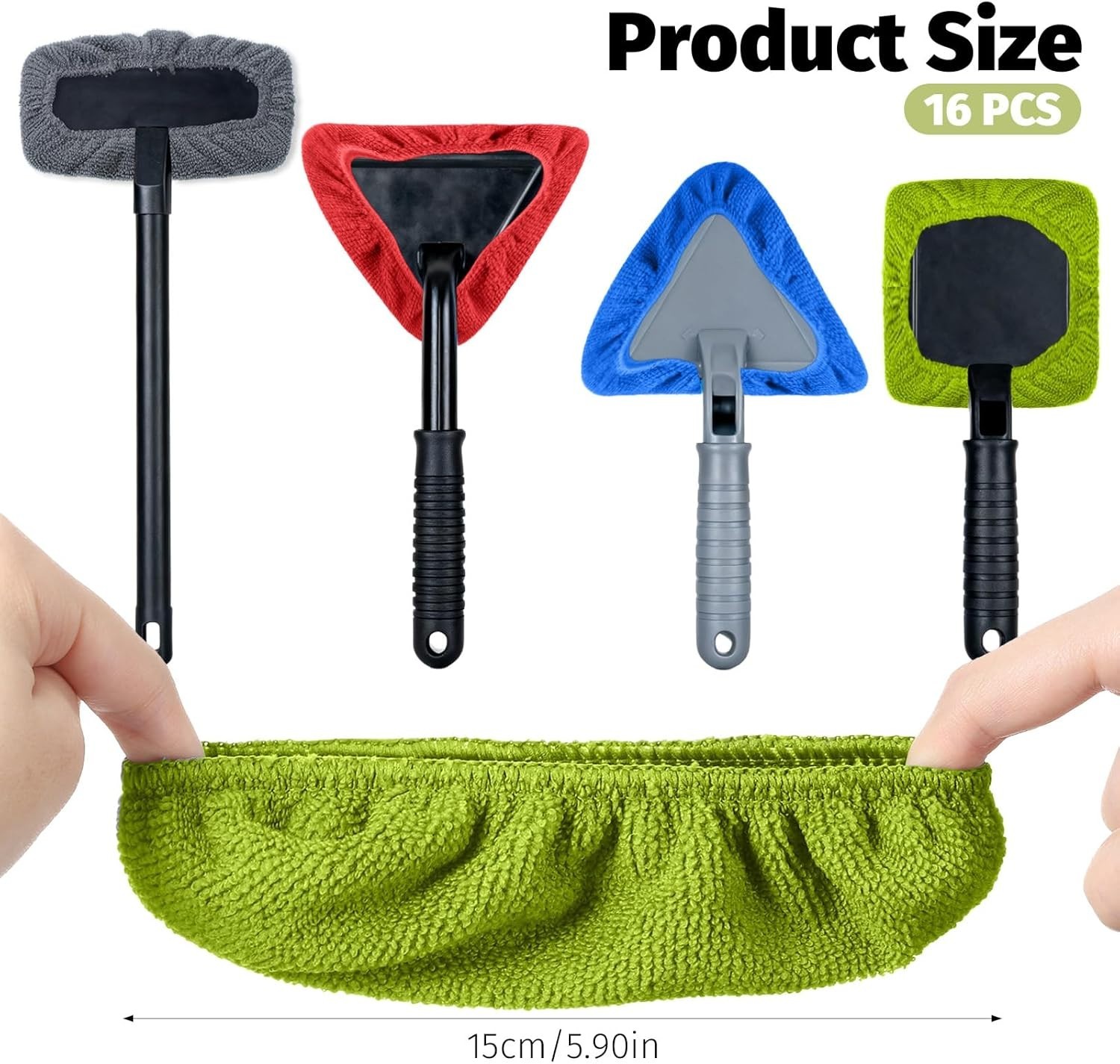 16-Pcs Microfiber Windshield Cleaning Pads – Eco-Friendly Car Care Kit