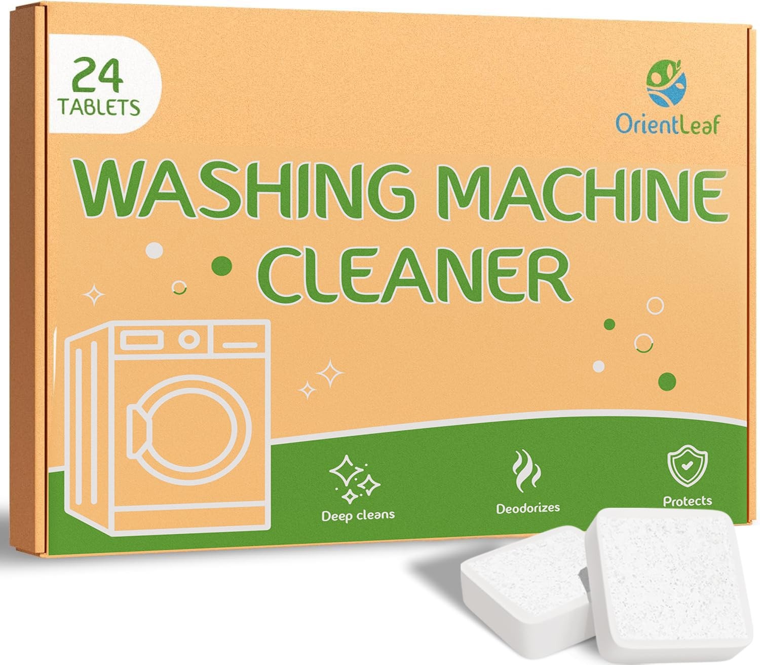 24 PCS Washing Machine Cleaner Tablets HE Front Top Load Washer Odor Remover