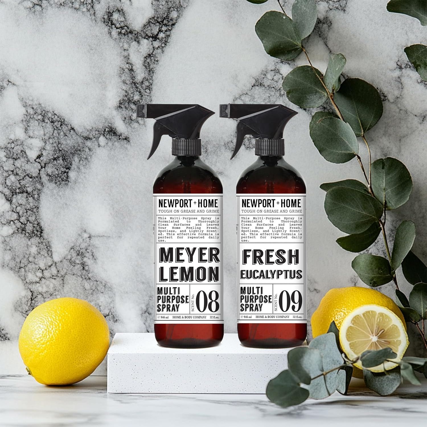Newport + Home Multi-Purpose Spray, Meyer Lemon & Fresh Eucalyptus Scents, Tough
