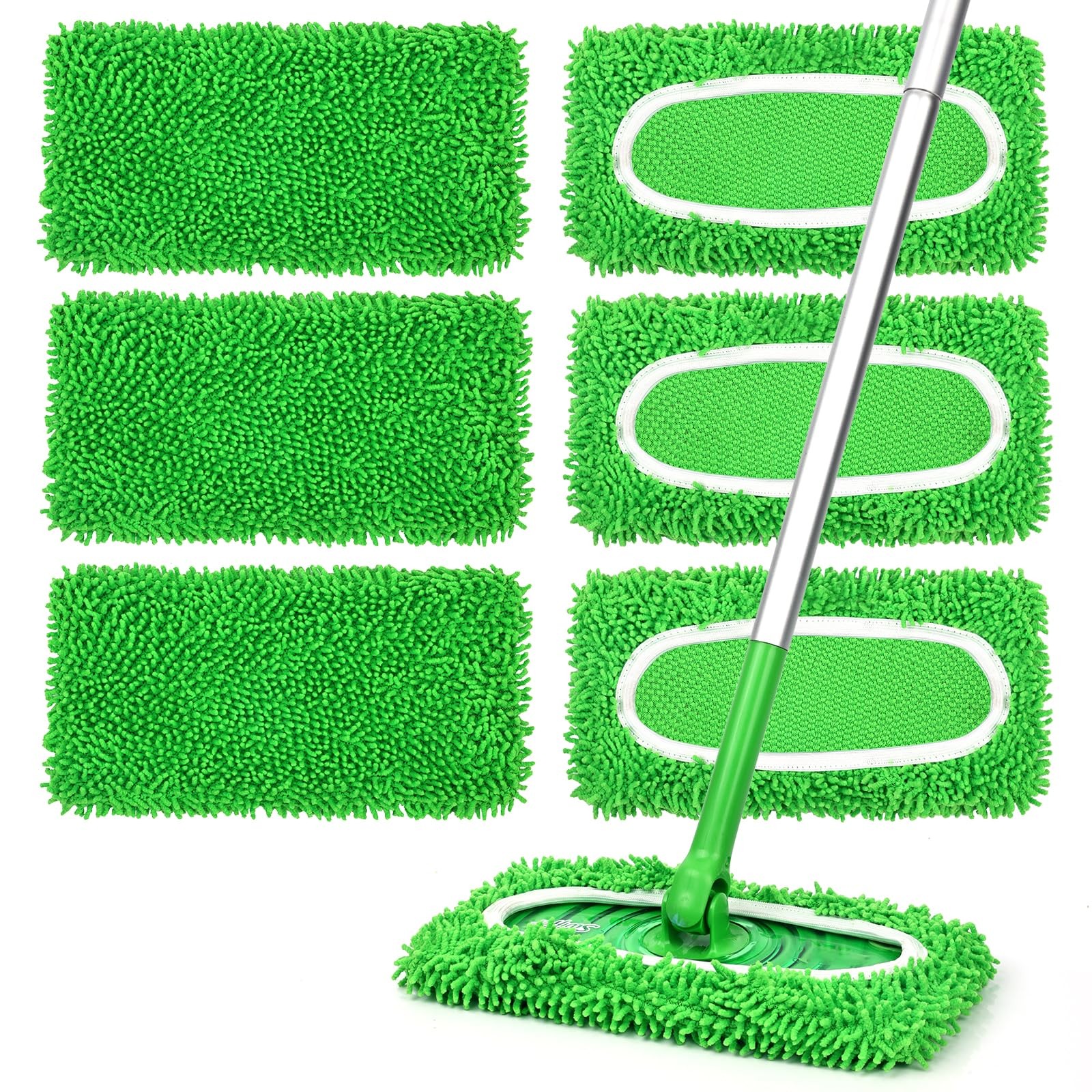 6 Pcs Reusable Microfiber Mop Pads Replacement for Sweeper Mop Washable Refills
