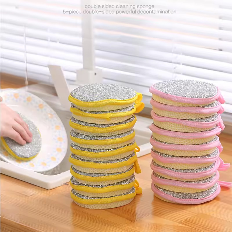 Double Sided Dishwashing Sponge Non Scratch Kitchen Cleaning Scouring Pad 1-20pc