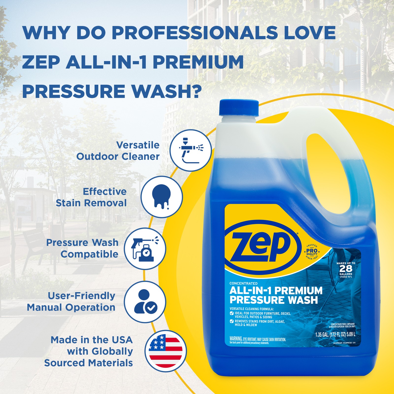 Zep Concentrated All-In-1 Premium Pressure Wash Cleaner – 160 ounce (Pack of 2)