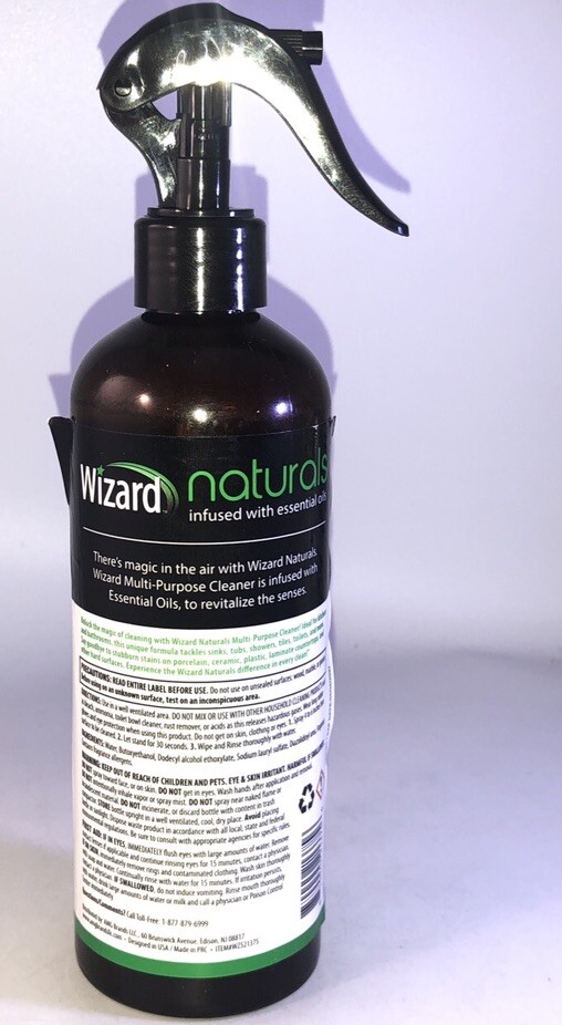 Wizard Naturals All-Purpose Spray Cleaner Rosemary &Cinnamon 13oz-Part Label Cut