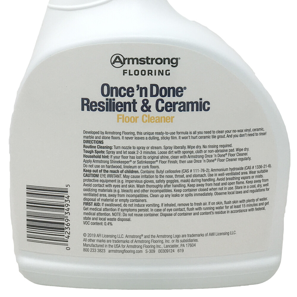 Armstrong Flooring Once’n Done Resilient & Ceramic Floor Cleaner Spray 32 Fl oz