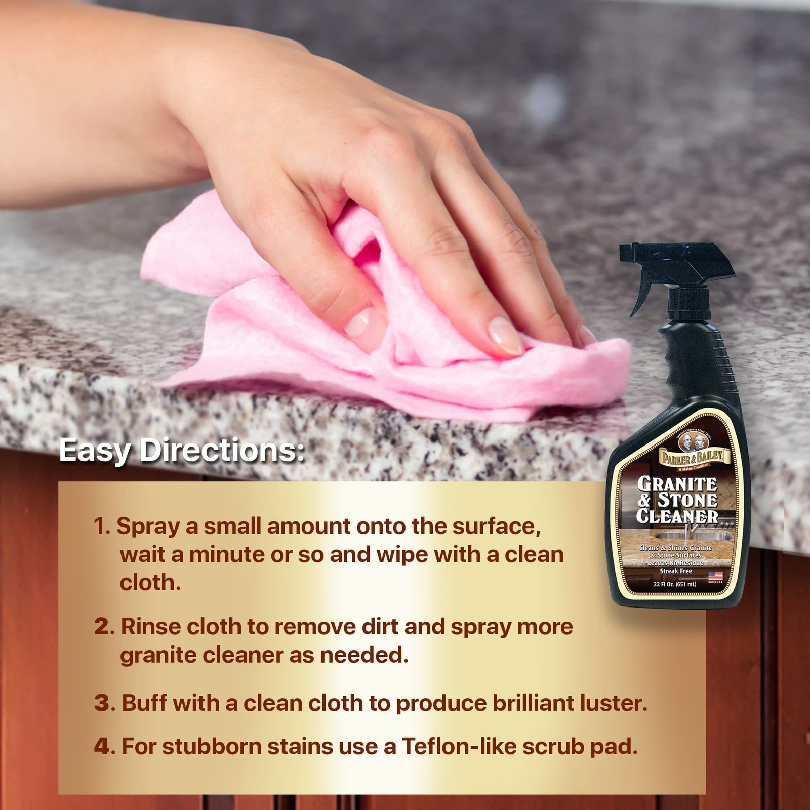 Granite & Stone Cleaner – Countertop Kitchen Island Cleaning Spray Marble Til…