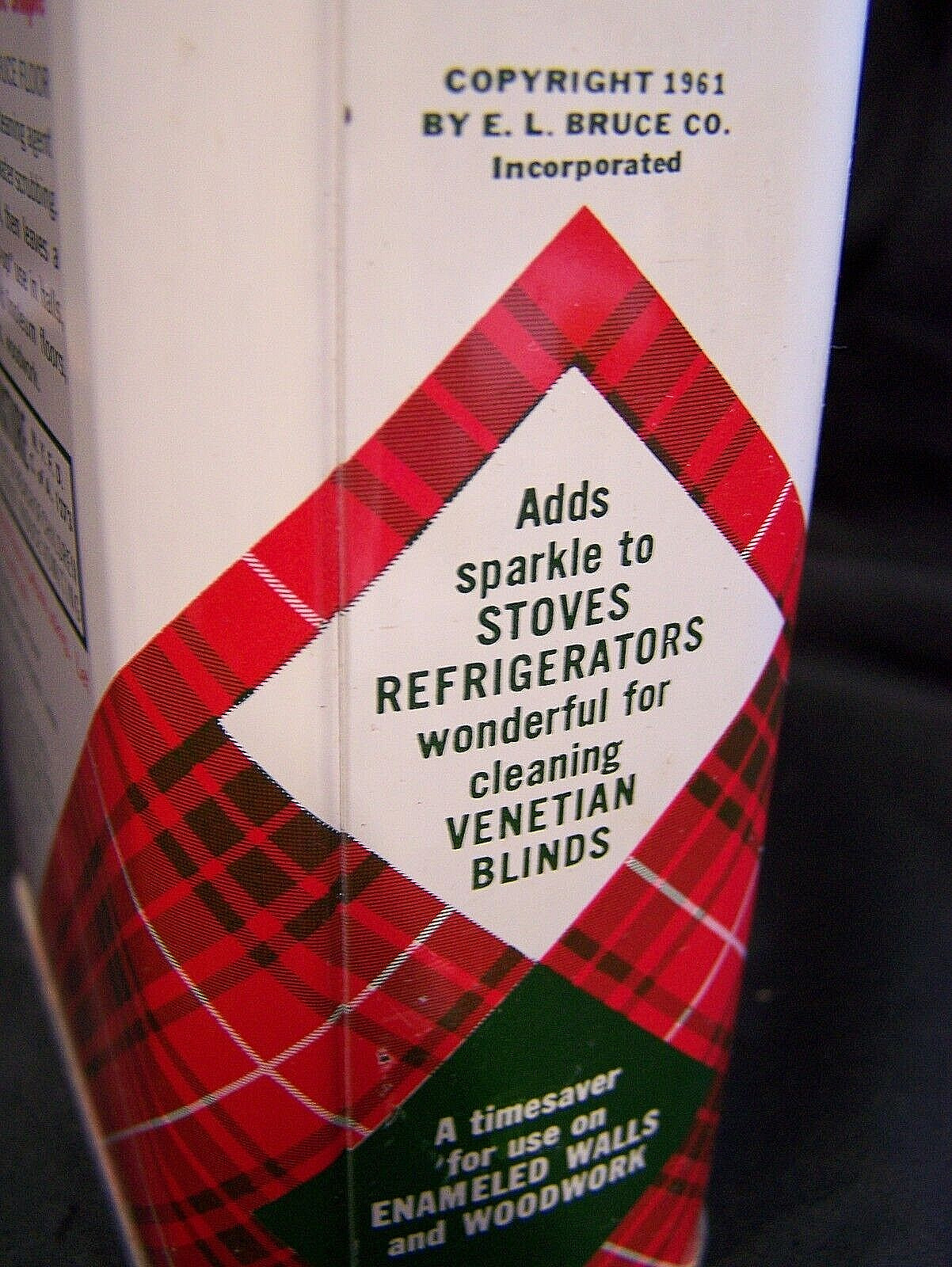FULL Bruce Floor Cleaner Hardwood 32 Fl Oz Antique Tartan Plaid Advertising Tin