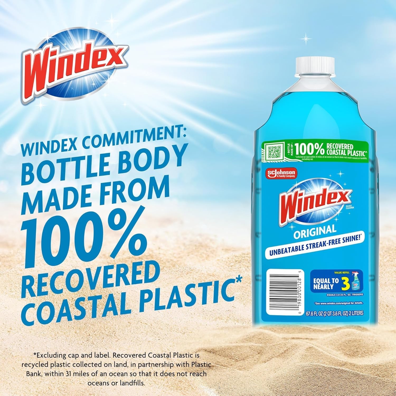 Windex Multi-Surface Cleaner – 67.6 Fl Oz Blue & Eco-Conscious Formula