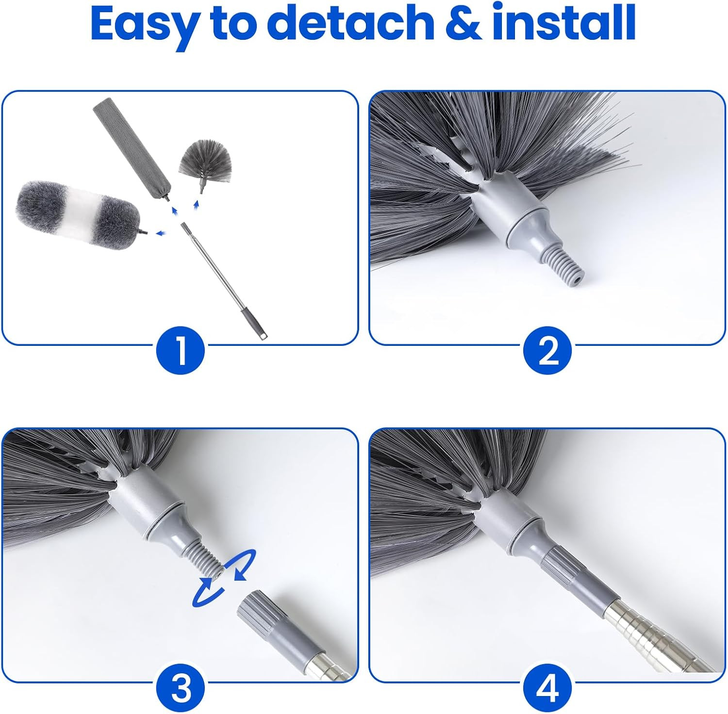 Extra-Long Dusters Kits with Extension Pole, Cobweb Duster, Microfiber Dusting C