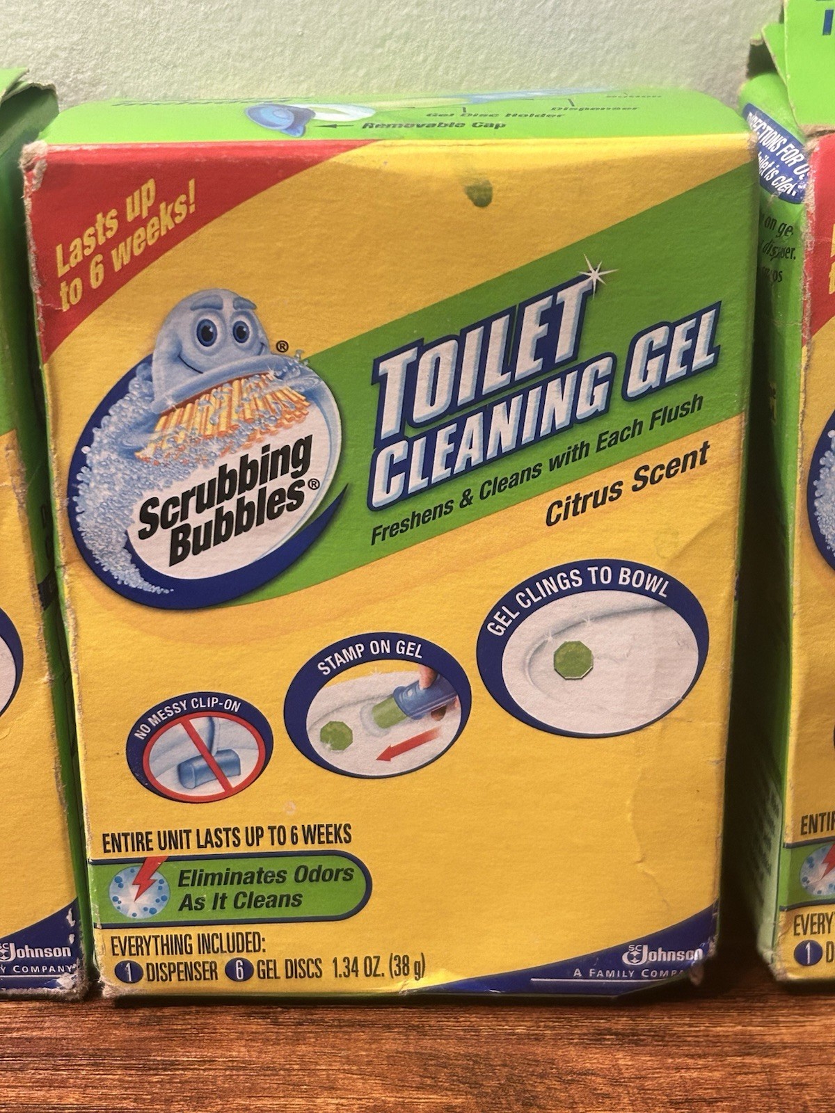 Lot of 3 Scrubbing Bubbles Toilet Cleaning Gel Citrus Scent 6 Gel Discs Each