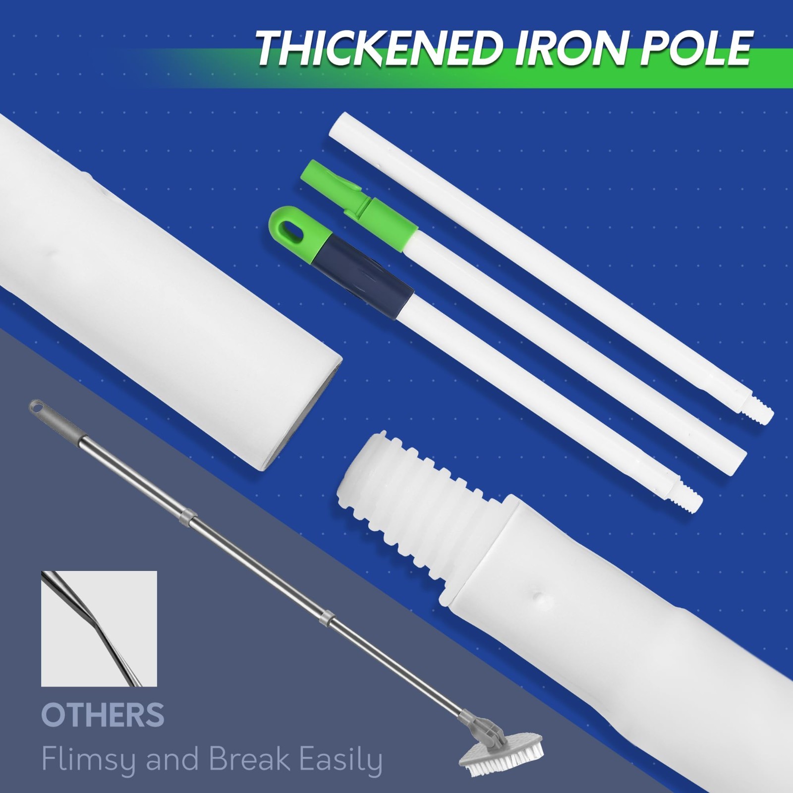 4-in-1 Extendable Shower Cleaning Brush Set – 58″ Tub & Tile Scrubber, Grout Bru
