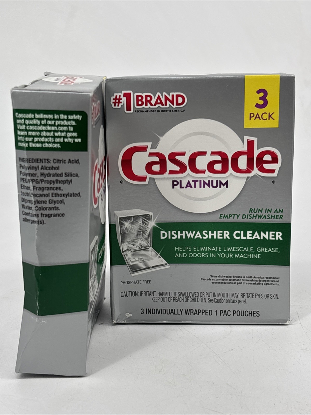 Cascade Platinum Dishwasher Cleaner, 2 Boxes 3 count each