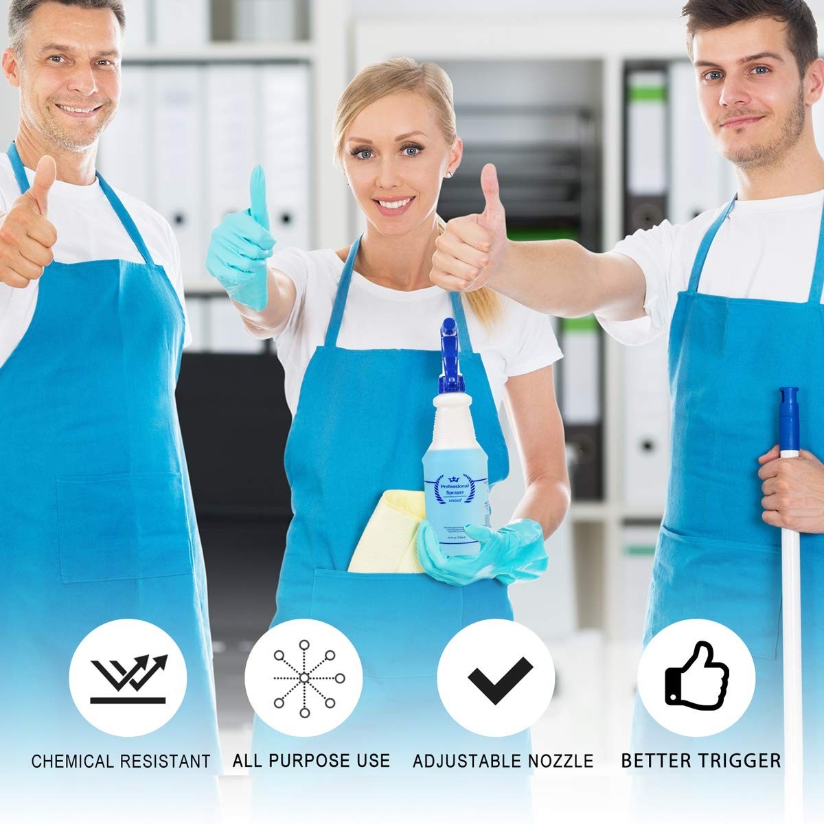 3 Pack Heavy Duty Plastic Spray Bottles 32 Oz – Leak Proof, Adjustable Nozzle fo