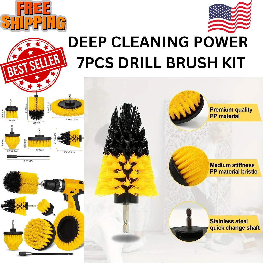 7PCS Drill Brush Set Cleaning Kit Tile Grout Scrubber Shower Floor Multi Tool