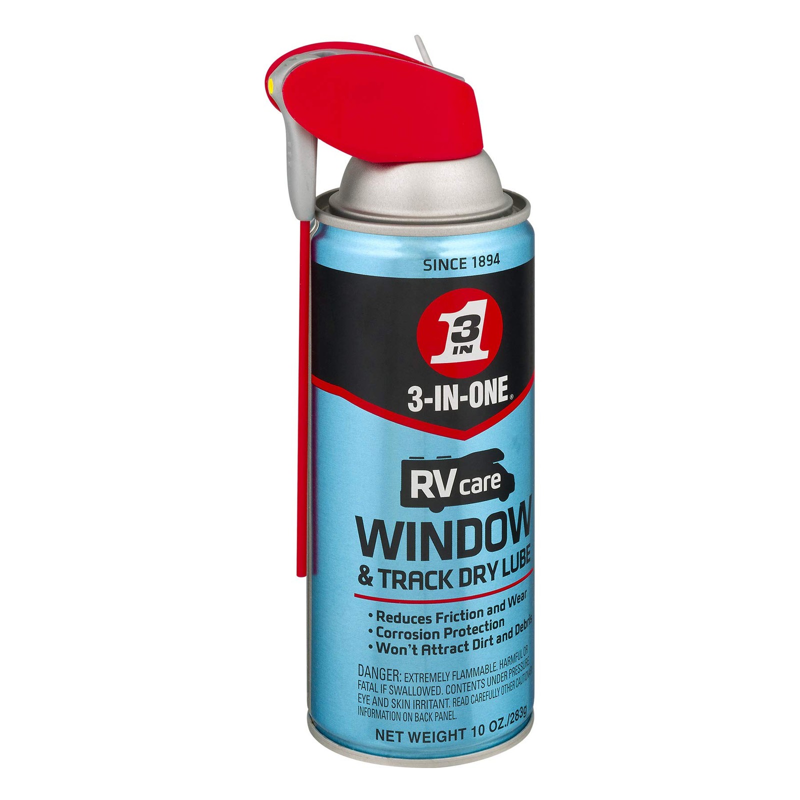 RV Window & Track Dry Lube Spray, Dual Nozzle, 10 oz for Smooth Operation