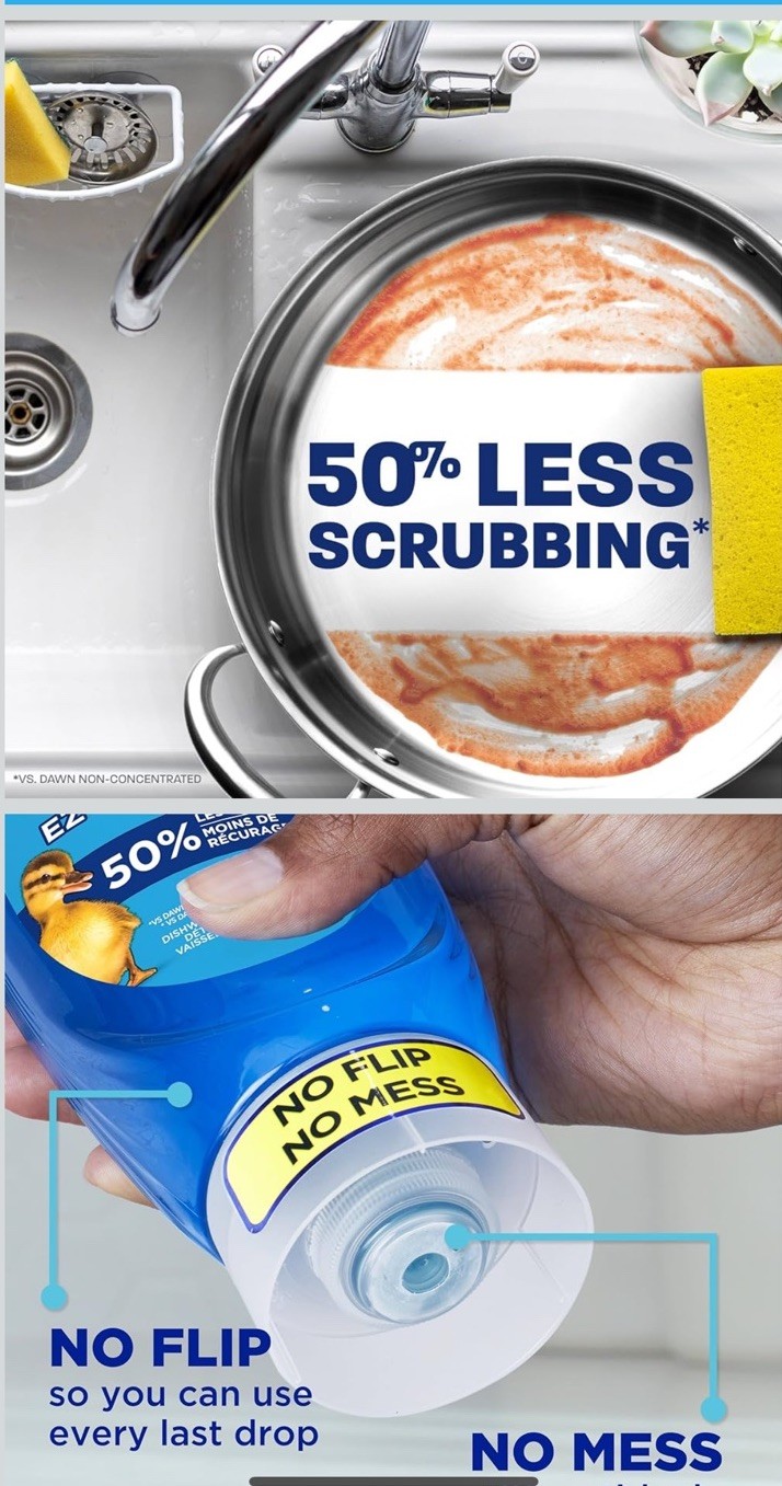 Dawn EZ-Squeeze Ultra Dishwashing Liquid Dish Soap, Original Scent, 14.7 fl oz