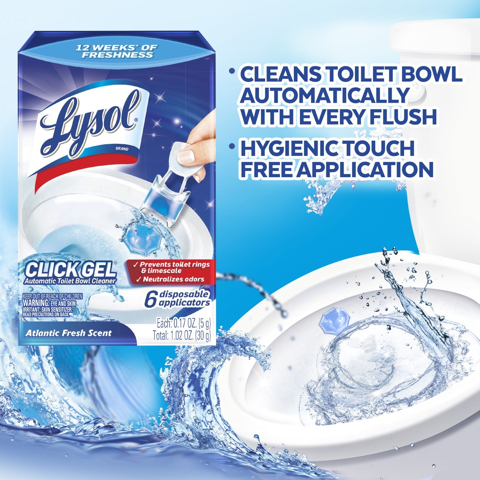 (2 pack Click Gel Automatic Toilet Bowl Cleaner Ocean Fresh Scent 6 Count