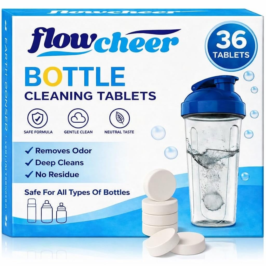 flowcheer Bottle Cleaning Tablets 36-Pack | Powerful & Odor-Control Formula |…