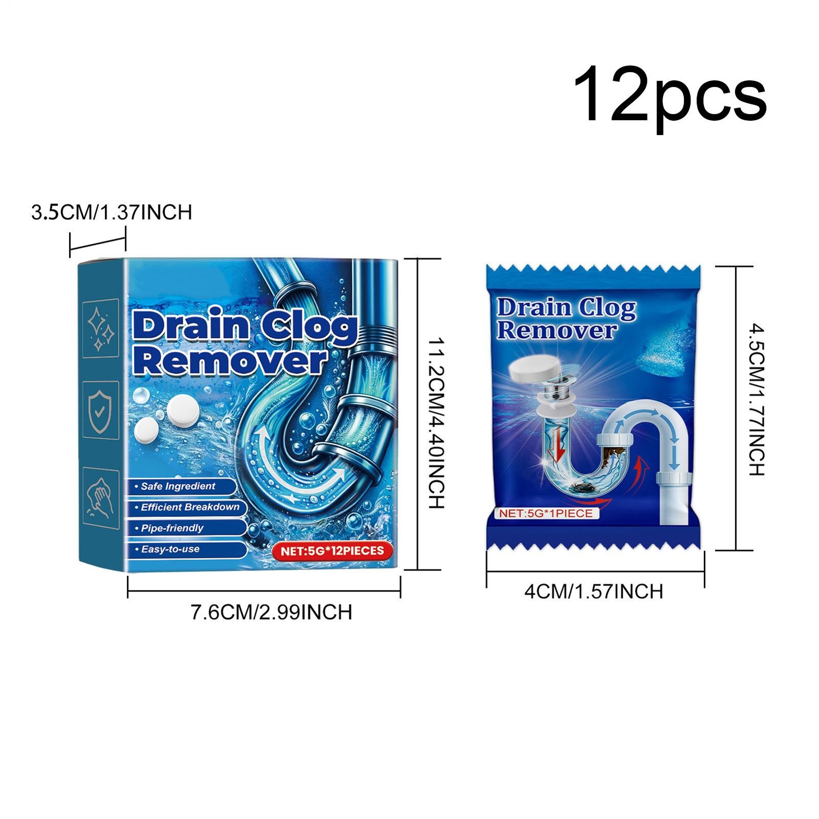 Sink Cleaner Tablets Effervescent Drain Clogs Remover Tablets Toilet Cleaning