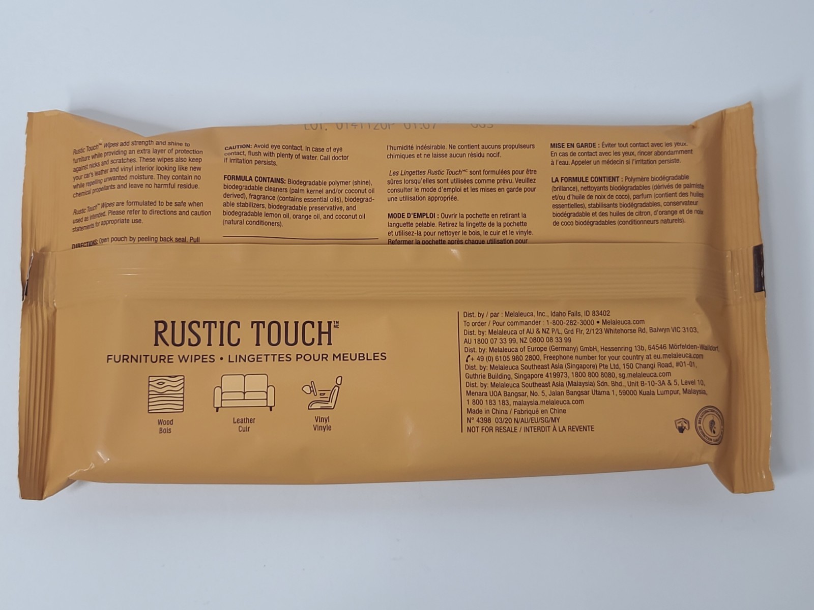 Melaleuca – Ecosense Rustic Touch Furniture Polish Wipes – 24 ct New Sealed