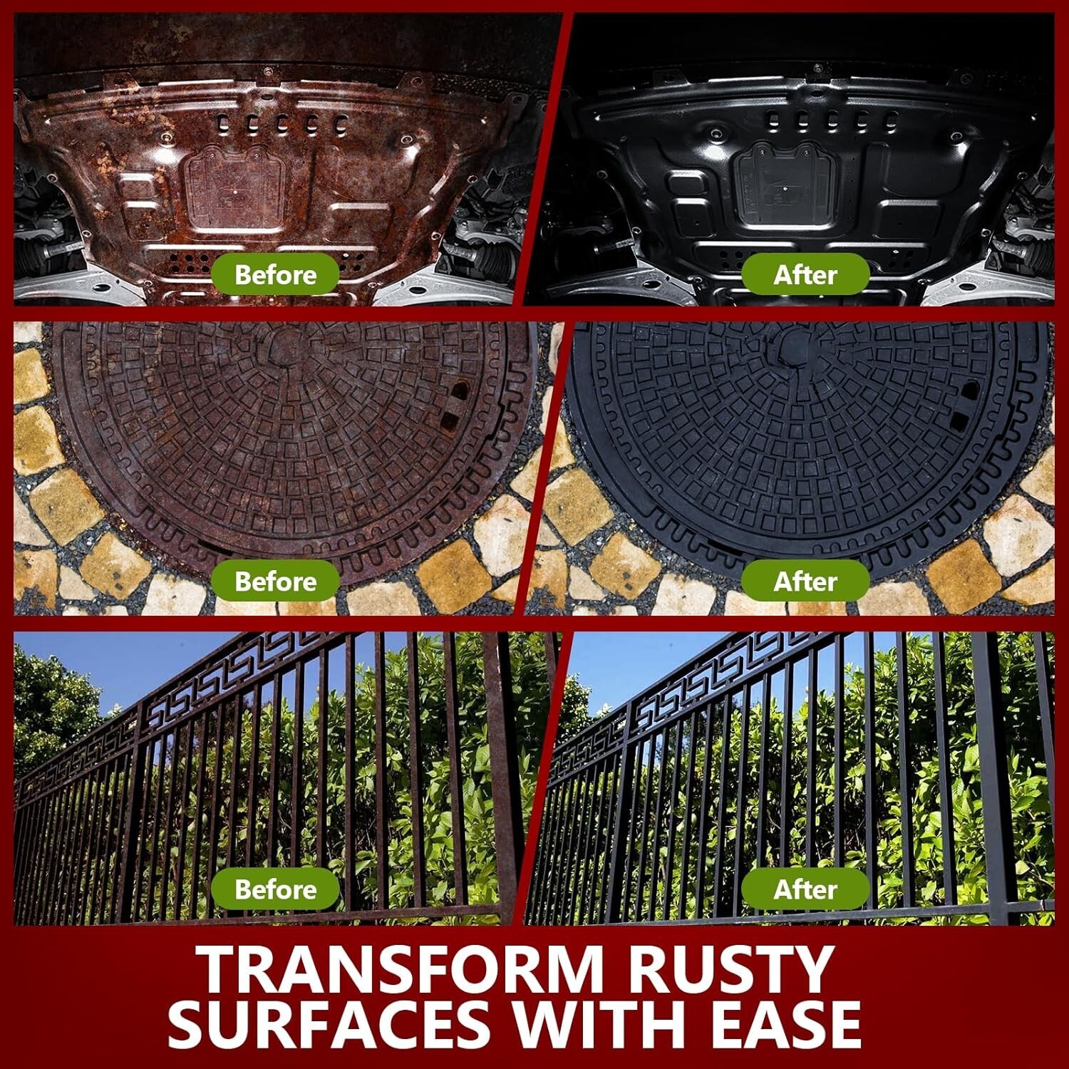 LISRUX 2in1 Rust Converter & Metal Primer, Black Rust Inhibitor Paint for Metal