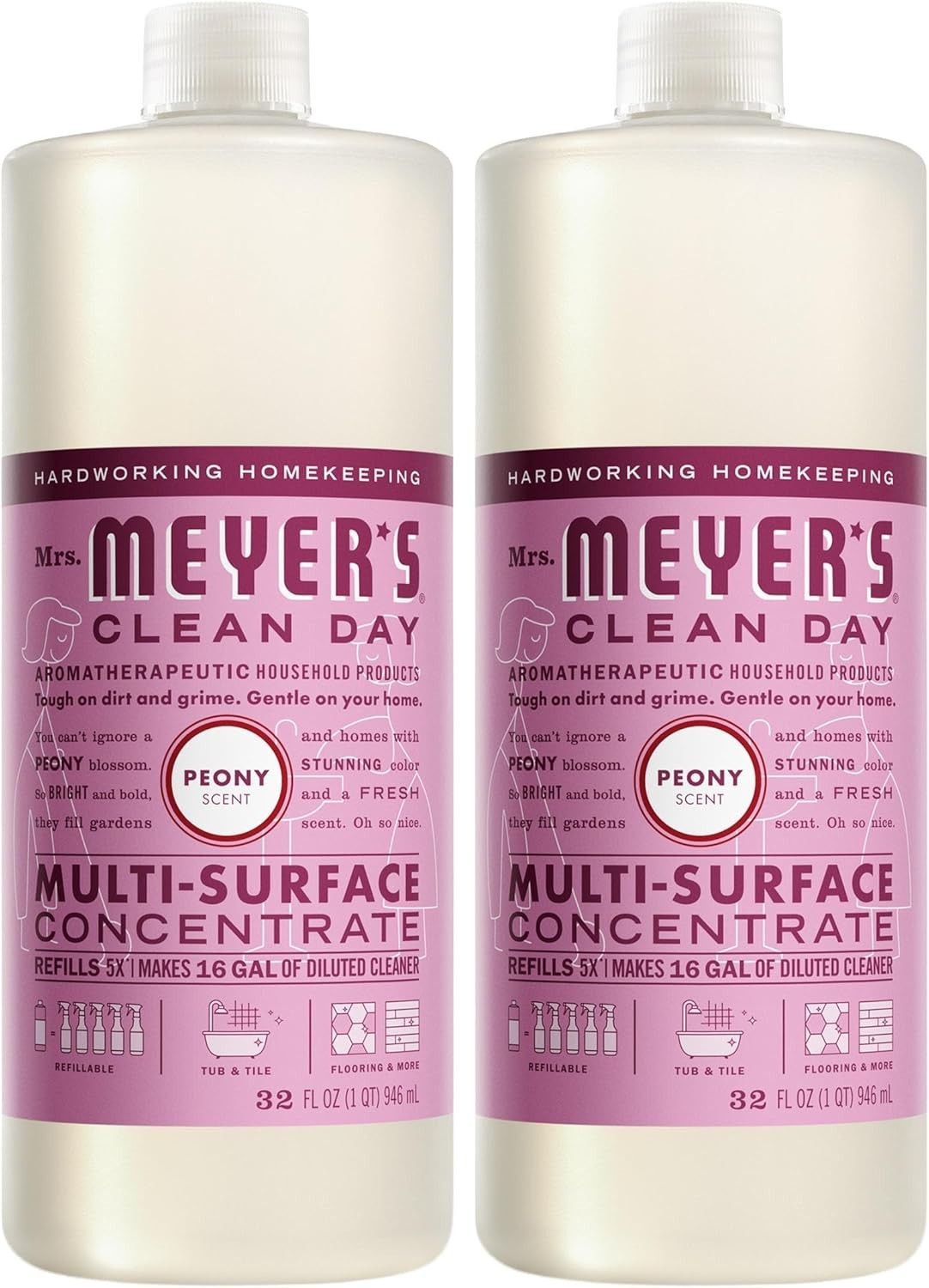 MRS. MEYER’S CLEAN DAY Multi-Surface Everyday Concentrate, Peony Scent, 32 Fl…