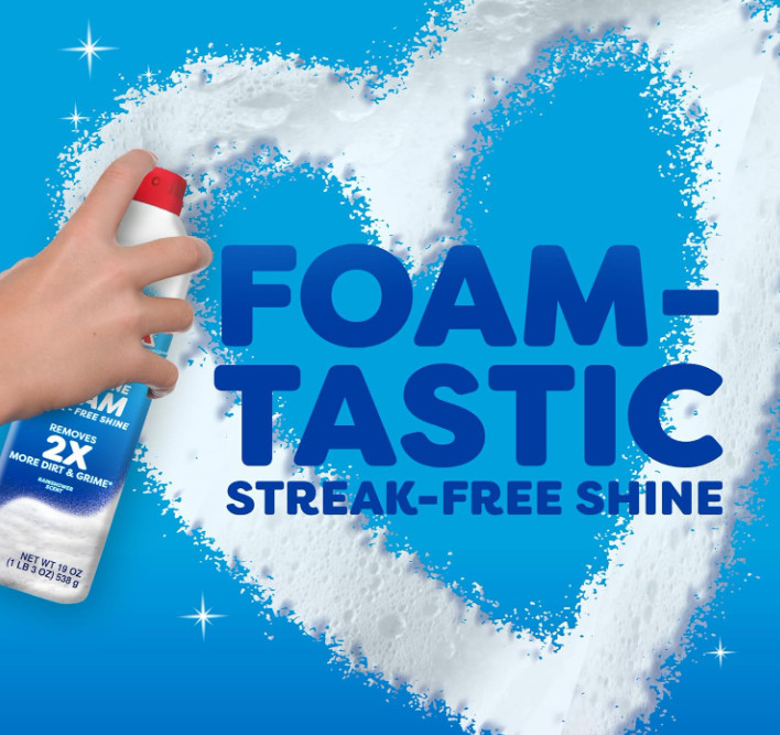 19oz Twin Pack, Foaming Glass Cleaner Spray, No Drip Streak Free Windows Mirrors