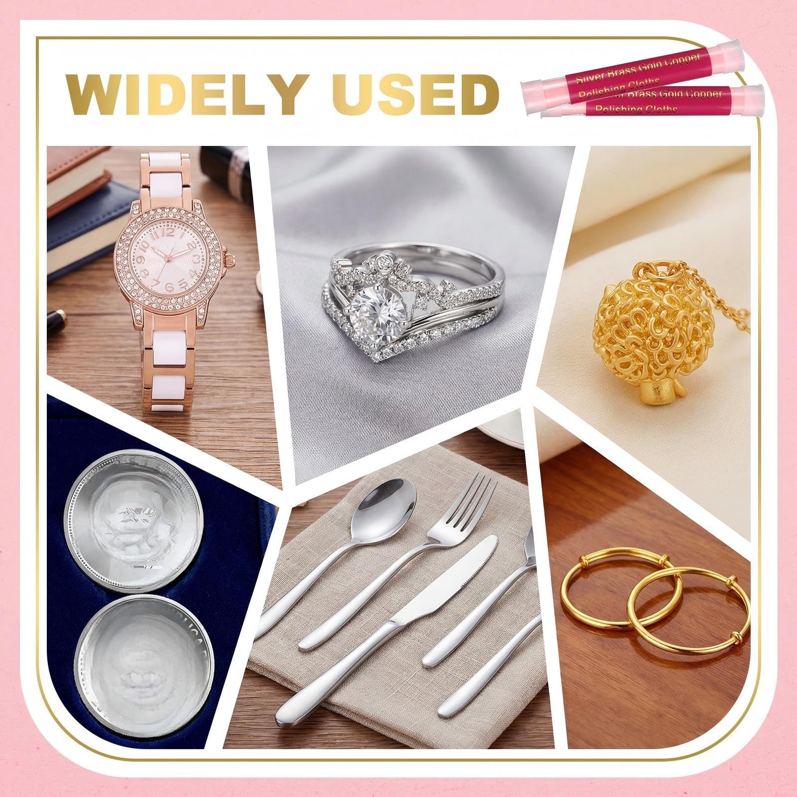 12 Pcs Jewelry Cleanning Cloth with Tube 7 x 6 Inch Silver Polishing Cloth Br…
