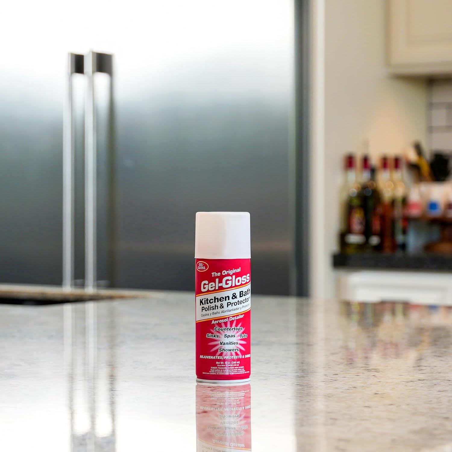Gel-Gloss Kitchen & Bath Polish Aerosol | Carnauba Cleaner Wax Formulation | Rem