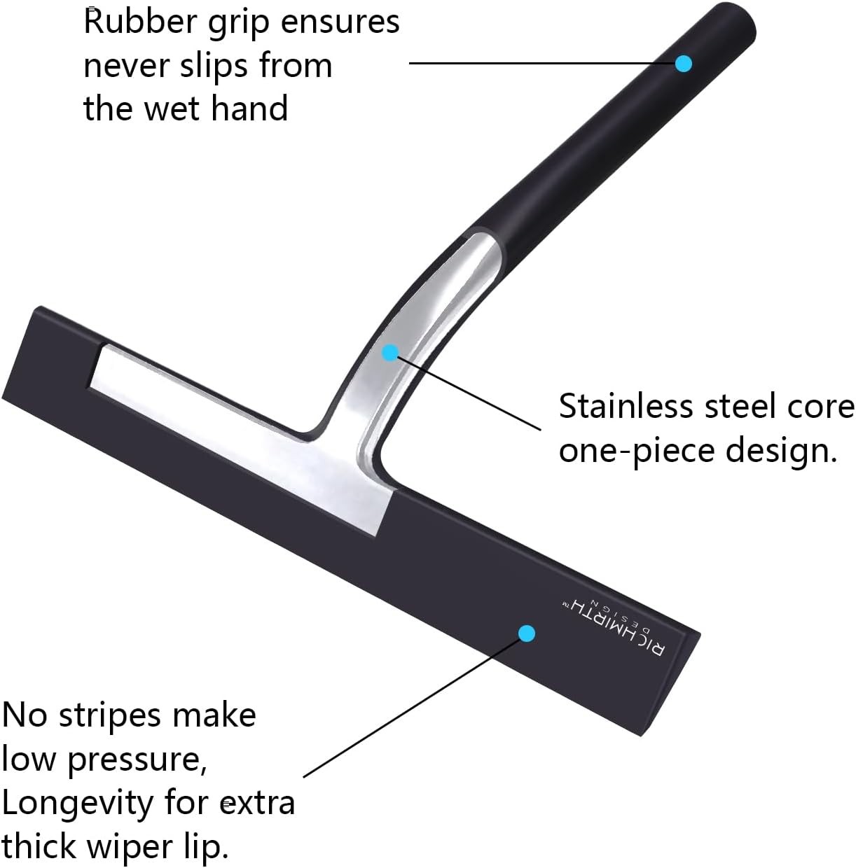 Silicone Rubber Blade Shower Squeegee 9″ in Width, Glass, Window