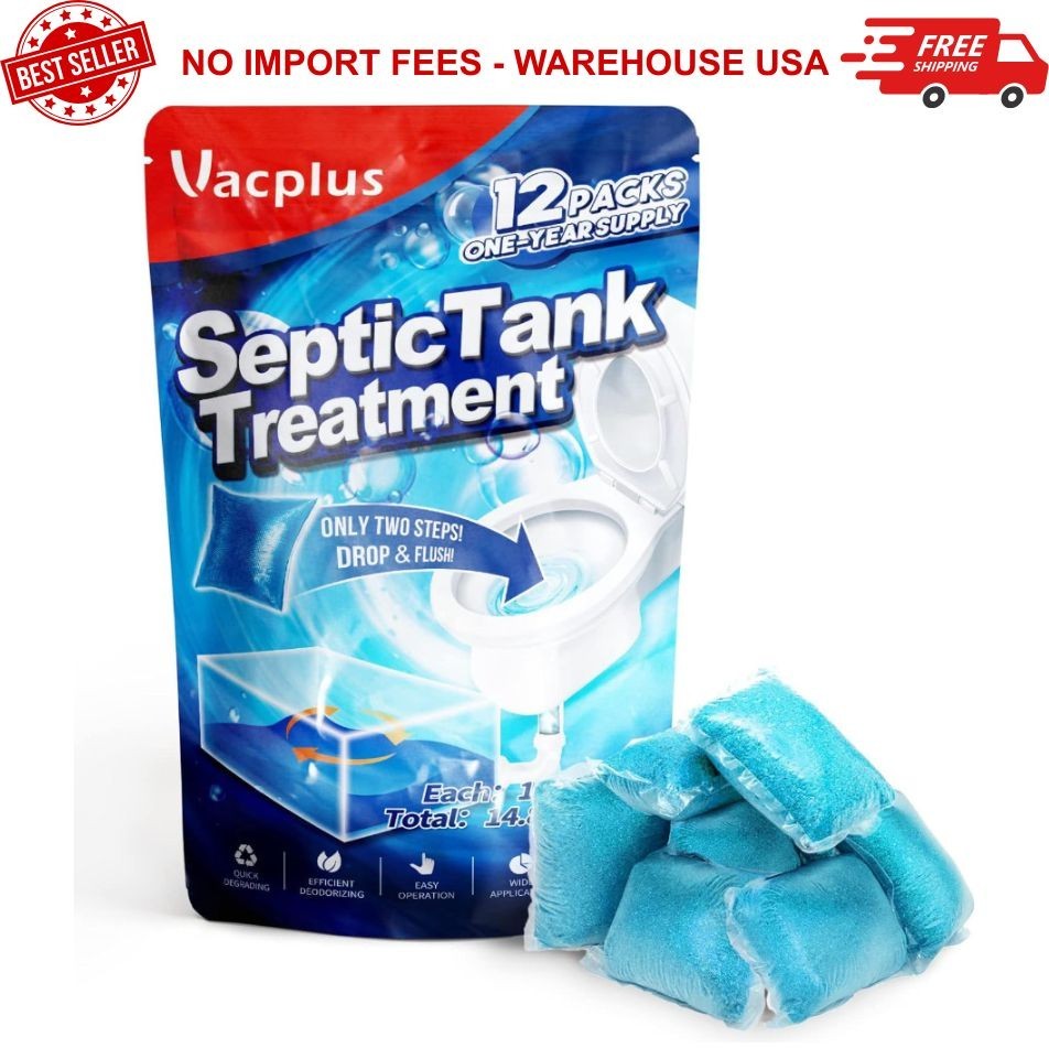 Septic Tank Treatment 12 Pcs for 1 Year Supply Dissolvable Packs Easy Operation