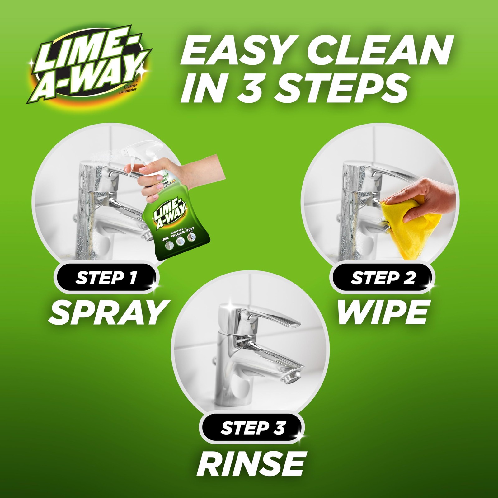 Hard Water Stain Remover Spray, Removes Lime, Calcium & Rust in Seconds, Bath…